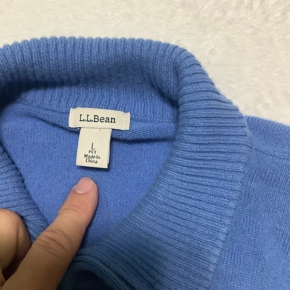 L.L. Bean 100% Cashmere Full-zip Sweater Sz Large Sky Blue - Picture 3 of 10